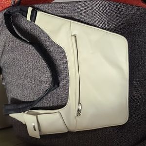 Hands Off Crossbody Bag Bone Ivory Faux Leather